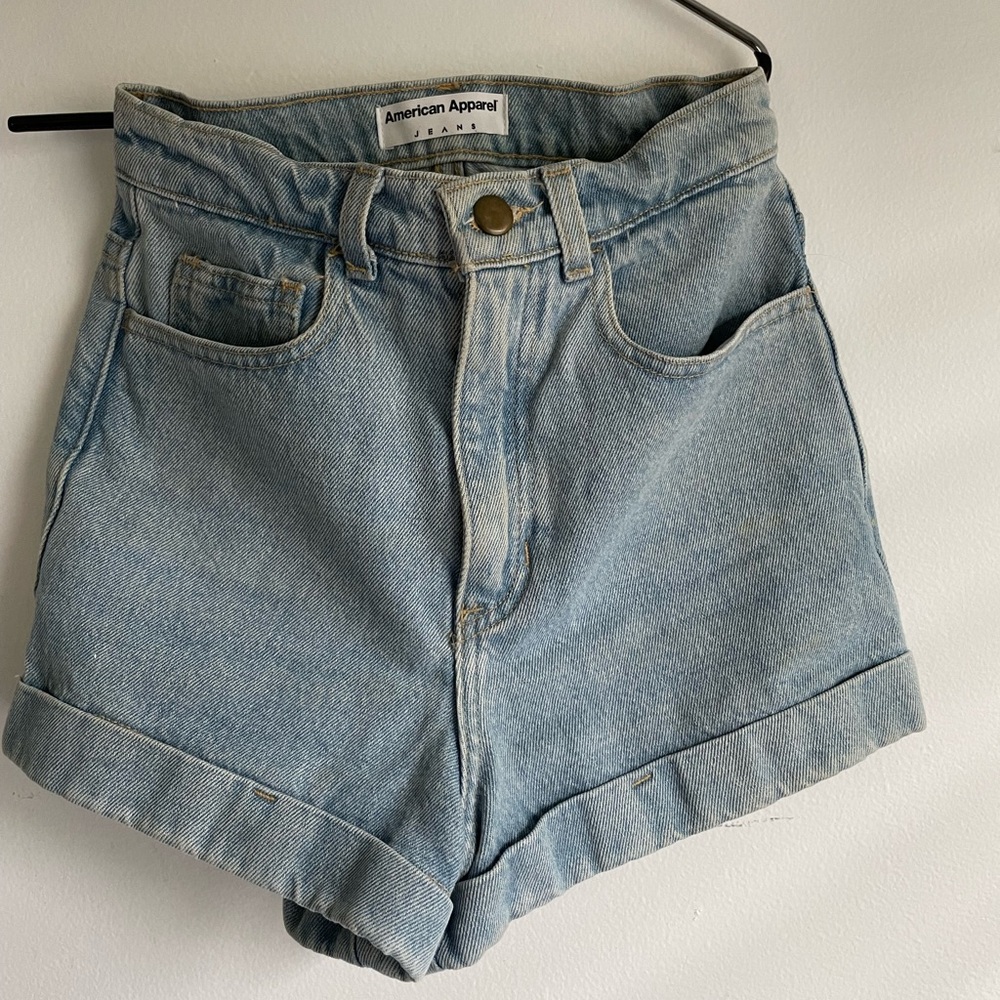 American Apparel denim shorts, size 25, light wash